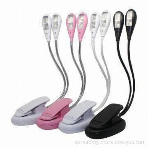 Book Light with Clip, 4 Pieces High Brightness LEDs, OEM Orders are Welcome